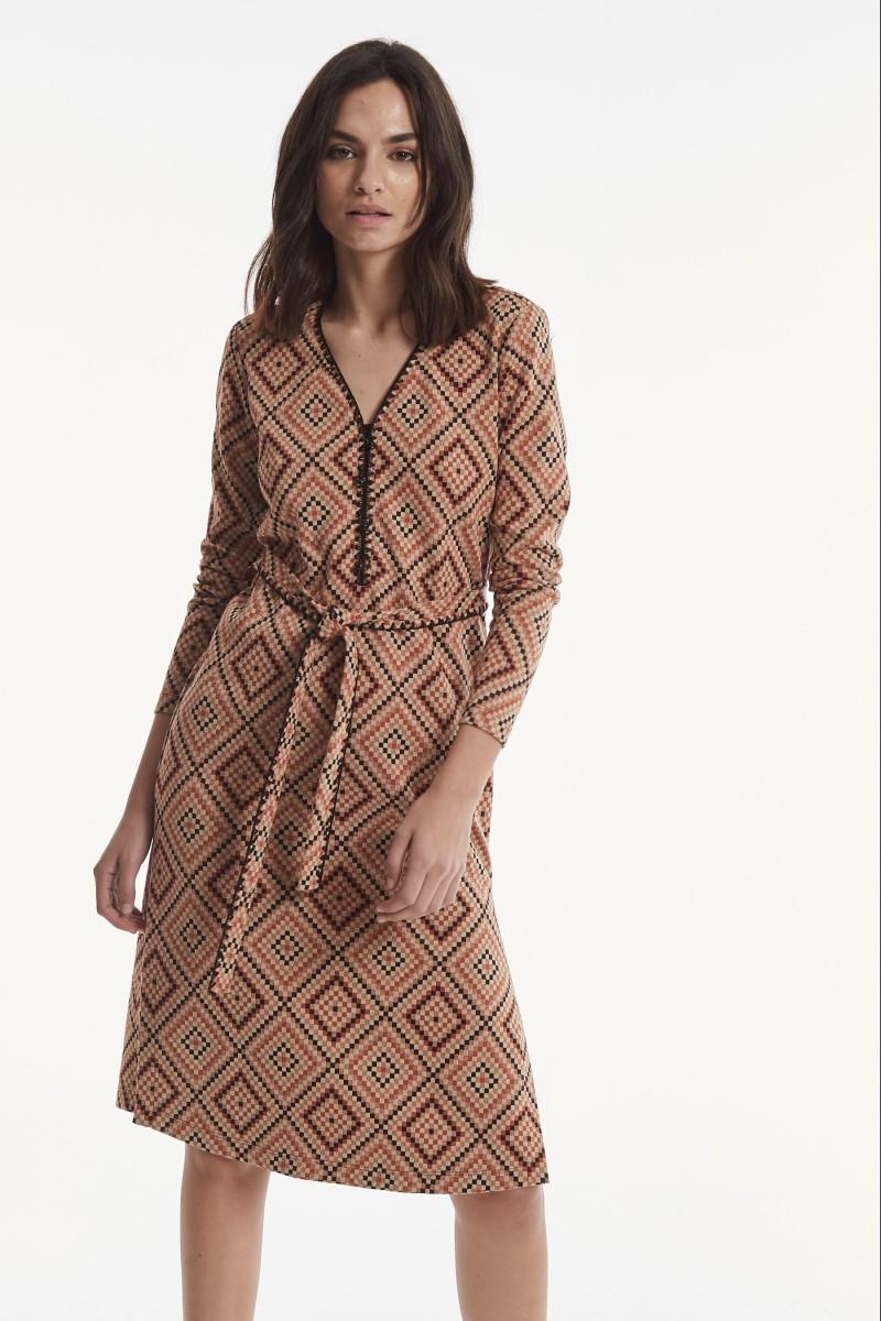 oky coky VESTIDO CINTO JACQUARD PUNTO GEOMETRICO