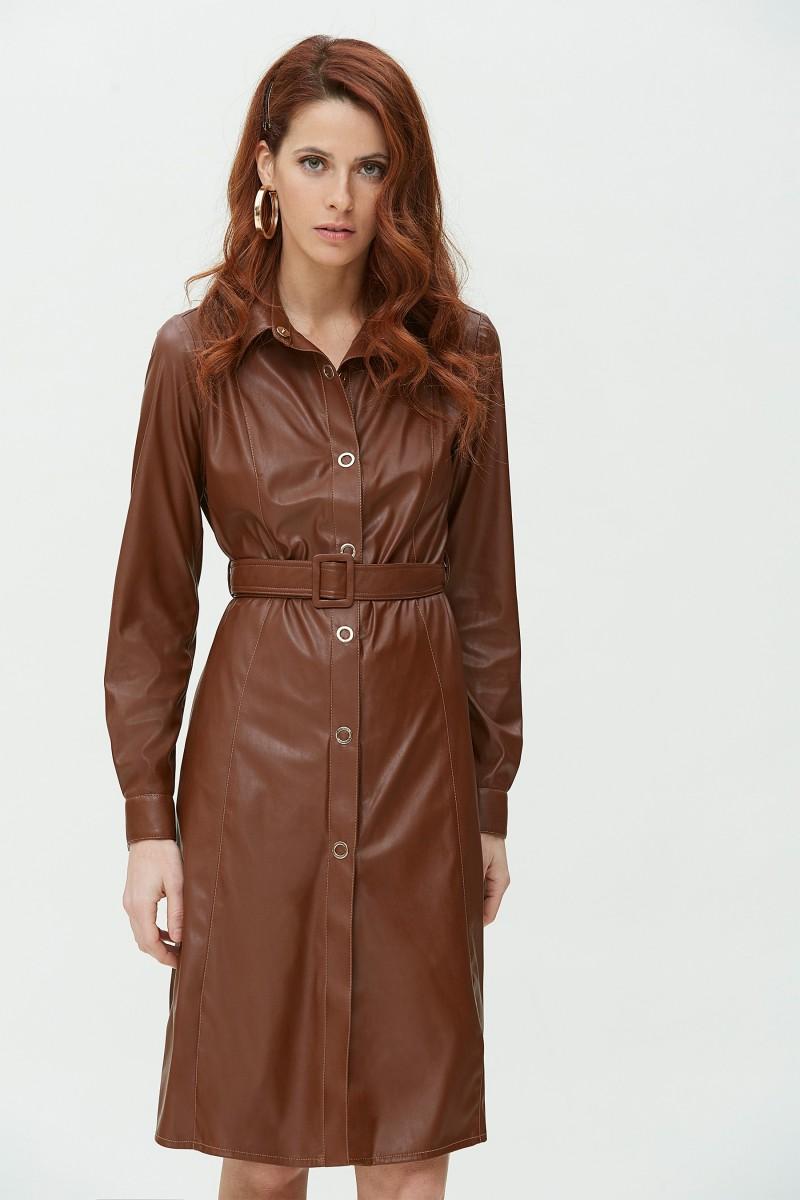 oky coky VESTIDO CORTES DELANTERO EN PIEL VEGANA