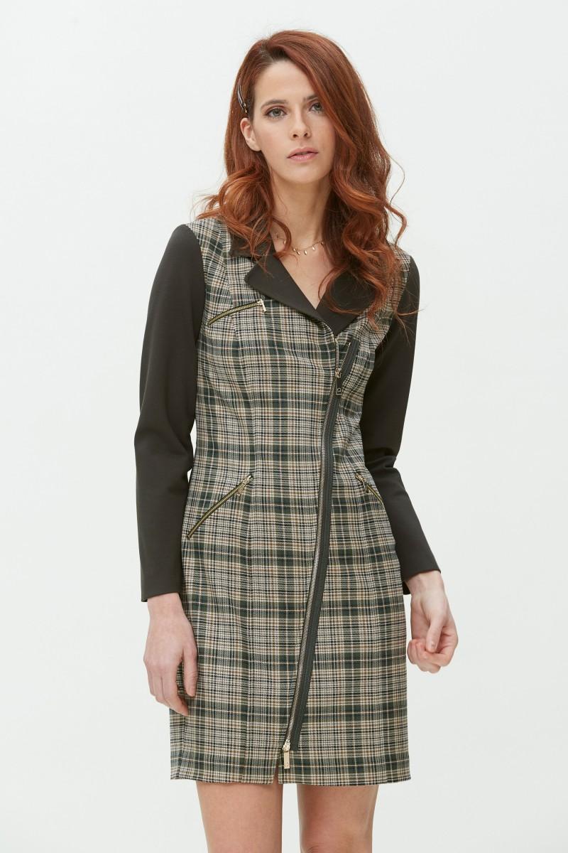 oky coky VESTIDO CREMALLERA-CUADROS