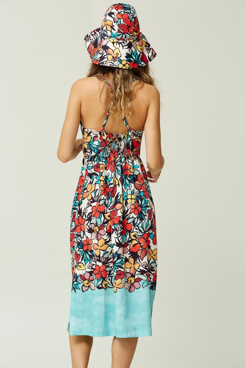 Oky Coky VESTIDO CUELLO SOLAPA-ALGODÓN ESTAMPADO