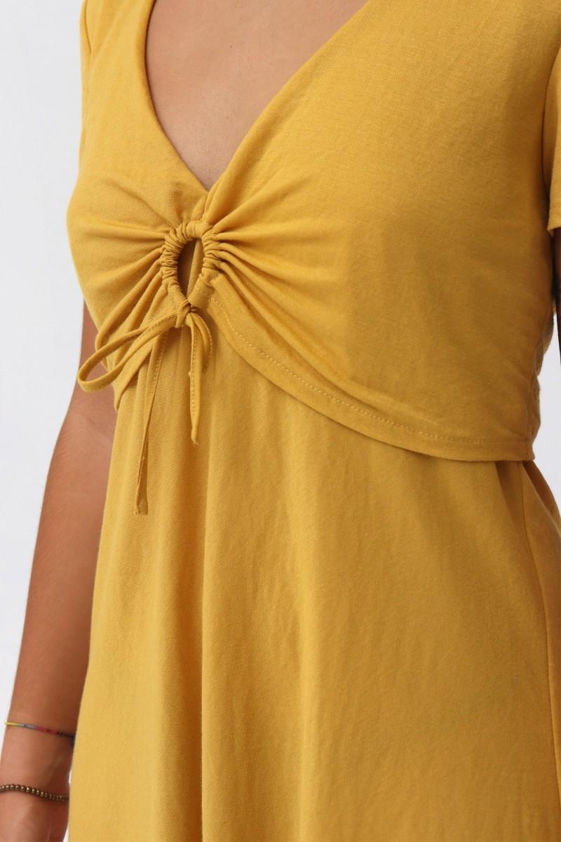 Oky Coky VESTIDO FRUNCE CON MANGA PUNTO GRANITO