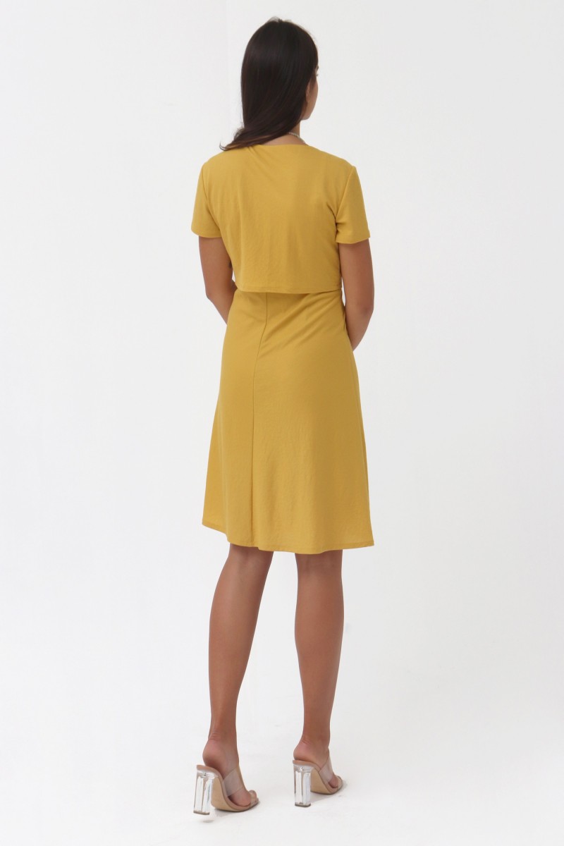 Oky Coky VESTIDO FRUNCE CON MANGA PUNTO GRANITO