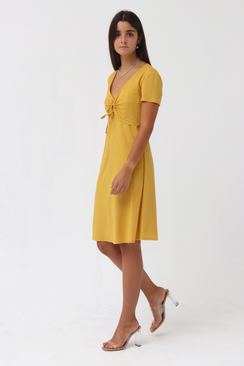 oky coky VESTIDO FRUNCE CON MANGA PUNTO GRANITO