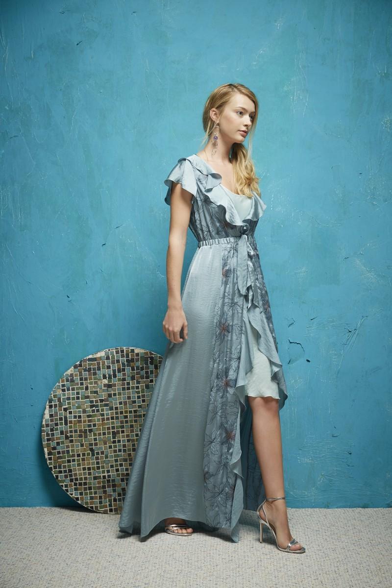 oky coky VESTIDO LARGO ADGAR SATÉN BORDADO