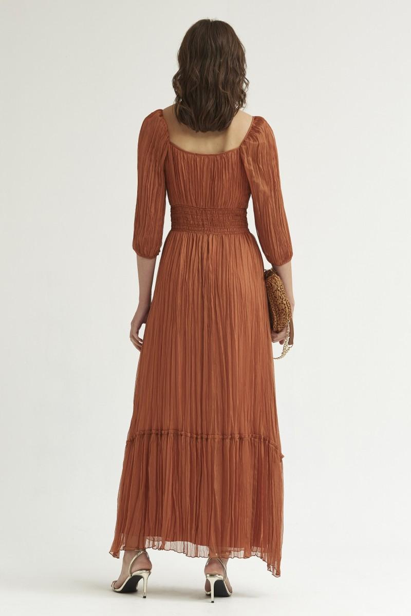 Oky Coky VESTIDO LARGO ESCOTE CUADRADO GASA OTOMÁN