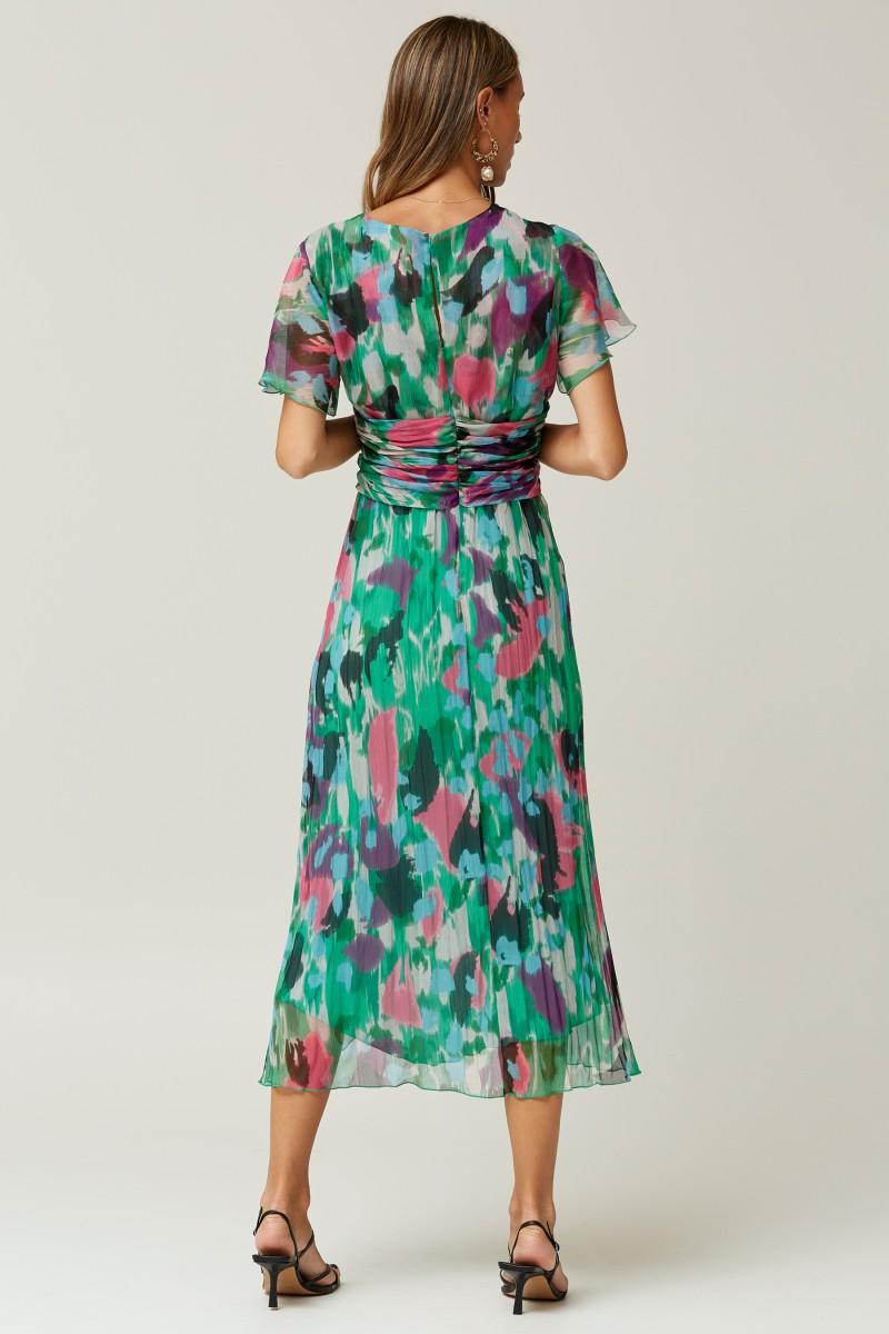 Oky Coky VESTIDO LAZO EN CINTURA GASA ESTAMPADA