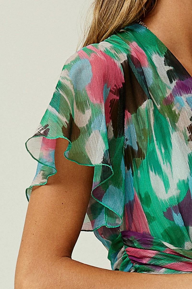 Oky Coky VESTIDO LAZO EN CINTURA GASA ESTAMPADA