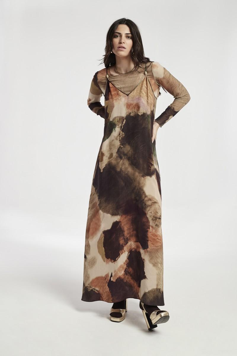 oky coky VESTIDO LISO CUPRO ESTAMPADO