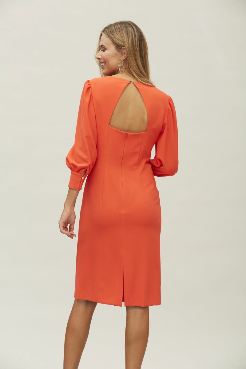 Oky Coky VESTIDO MIDI FRUNCE COSTURA CREPÉ