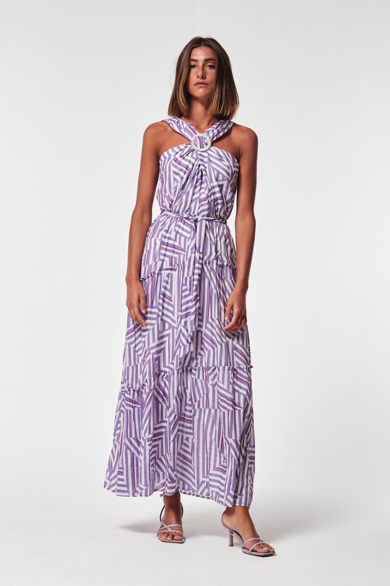 oky coky VESTIDO NIMES VOILE DIBUJO GEOMETRICO