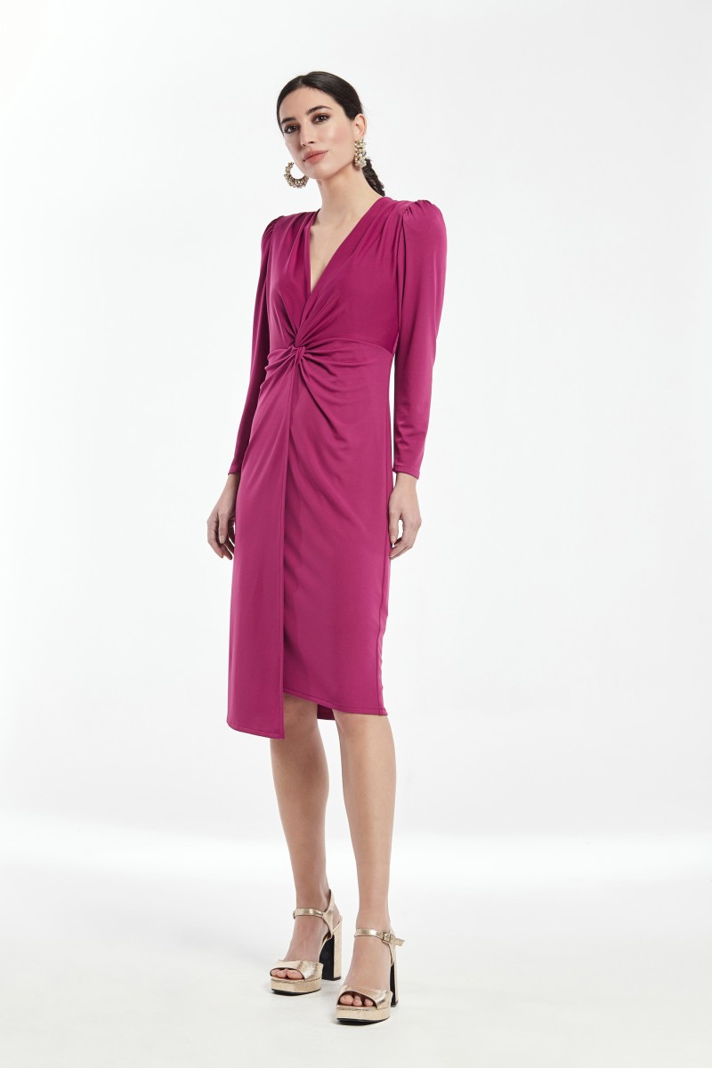 oky coky VESTIDO NUDO ESCOTE PICO PUNTO LISO