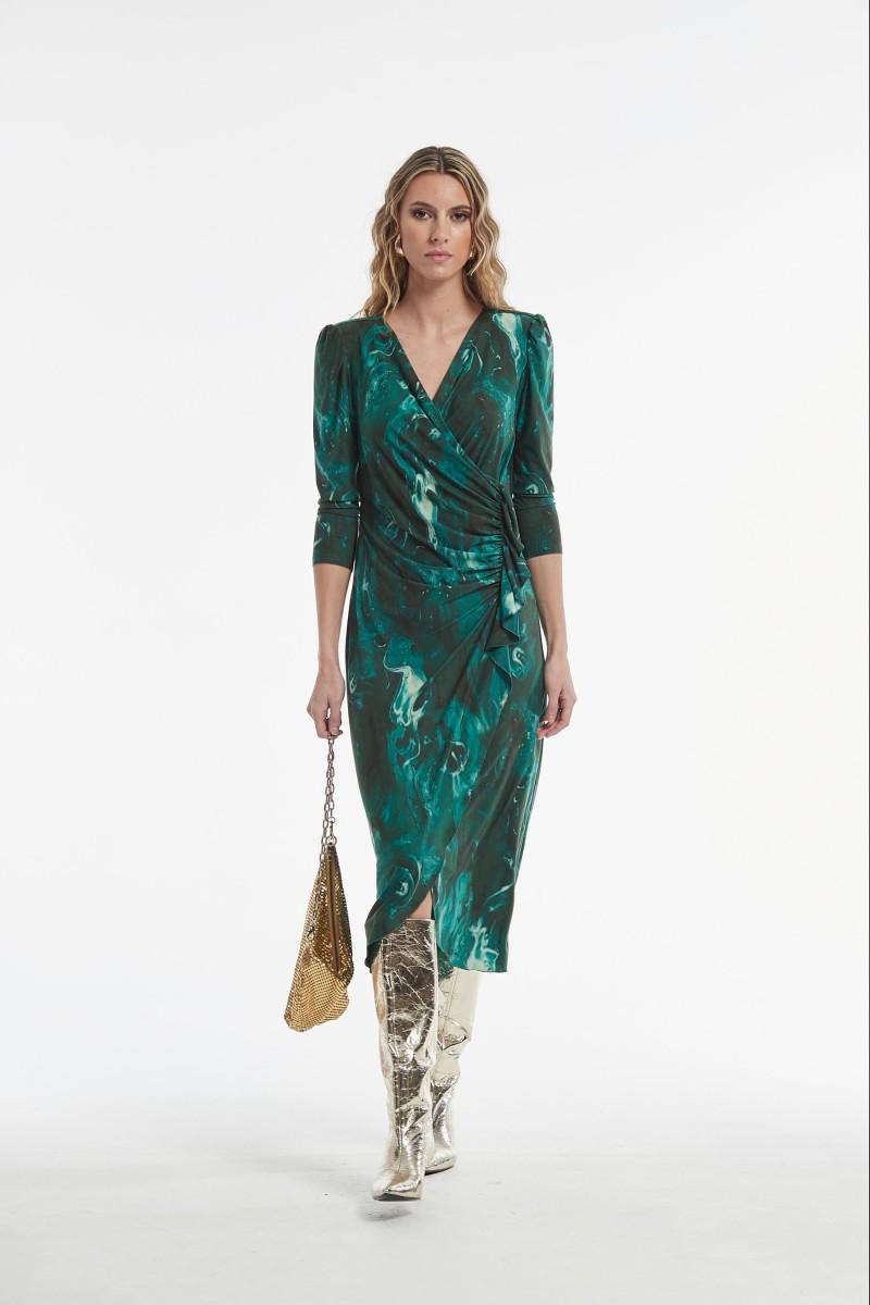 Oky Coky VESTIDO PATER PUNTO ESTAMPADO DOBLE CARA