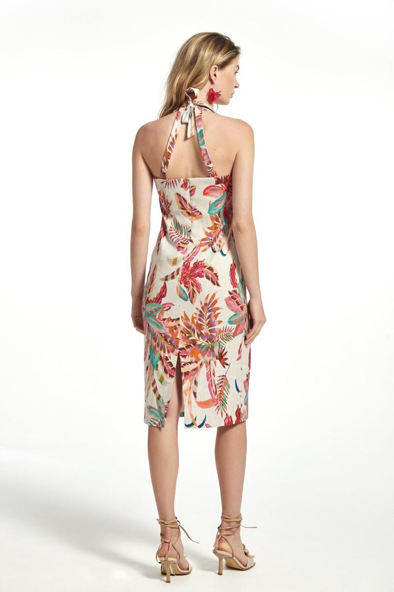 Oky Coky VESTIDO TASKER LINO STRETCH ESTAMPADO