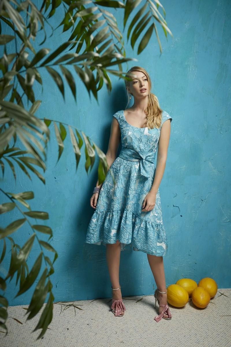 oky coky VESTIDO TIMIL JACQUARD ASIMÉTRICO