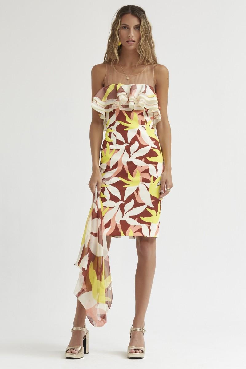 oky coky VESTIDO TRES VOLANTES ESTAMPADO FLORAL