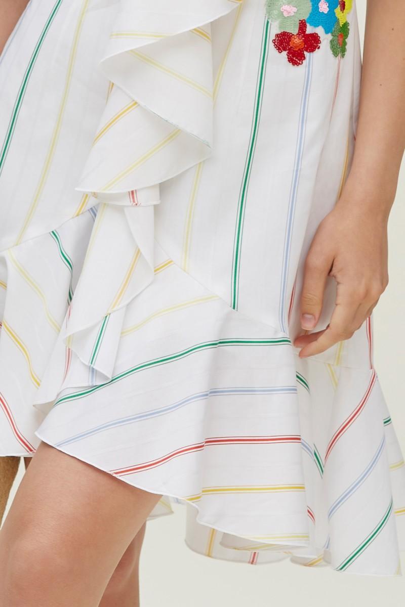 Oky Coky VESTIDO VOLANTES HOMBRO POPELIN RAYAS