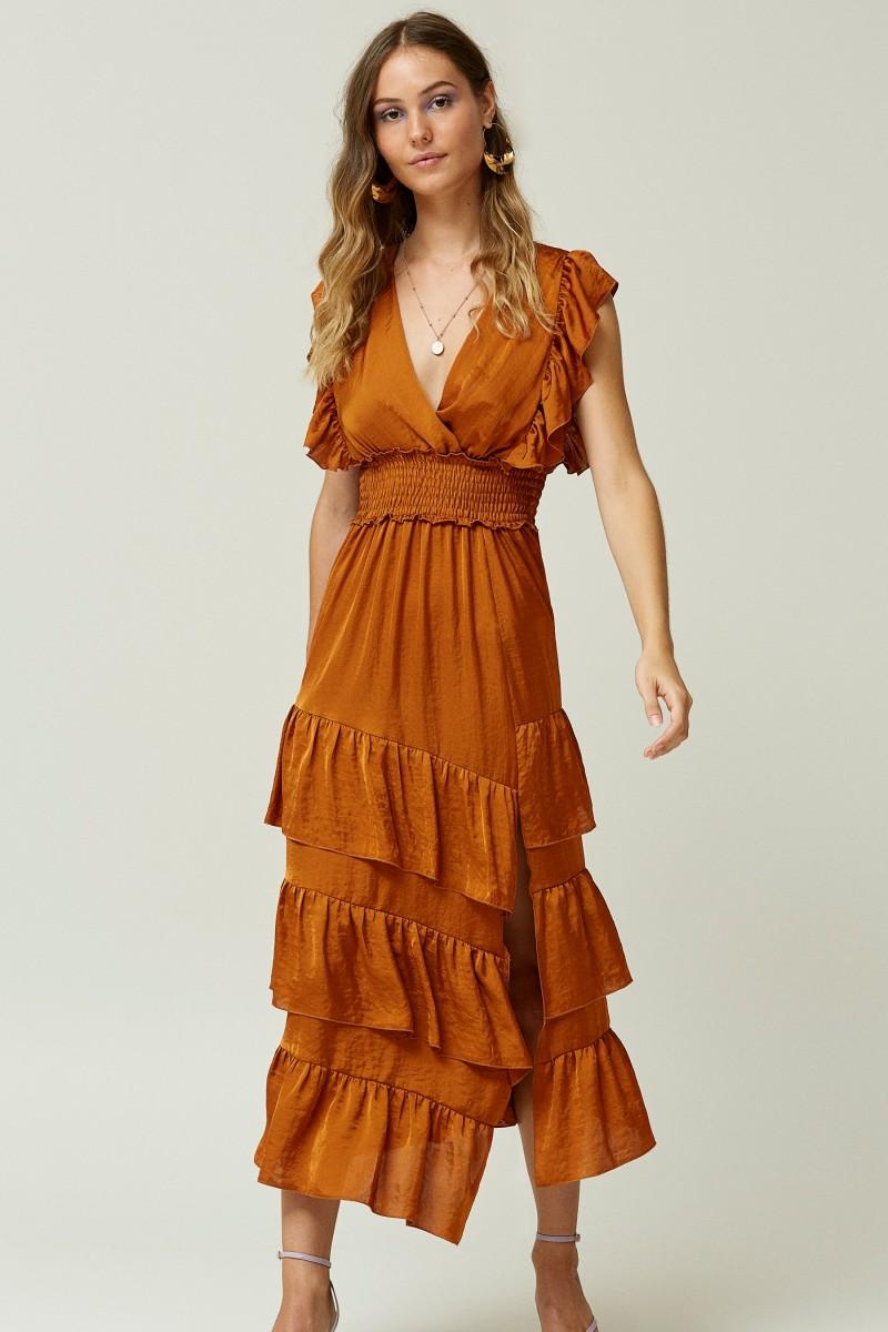 oky coky VESTIDO VOLANTES SATÉN