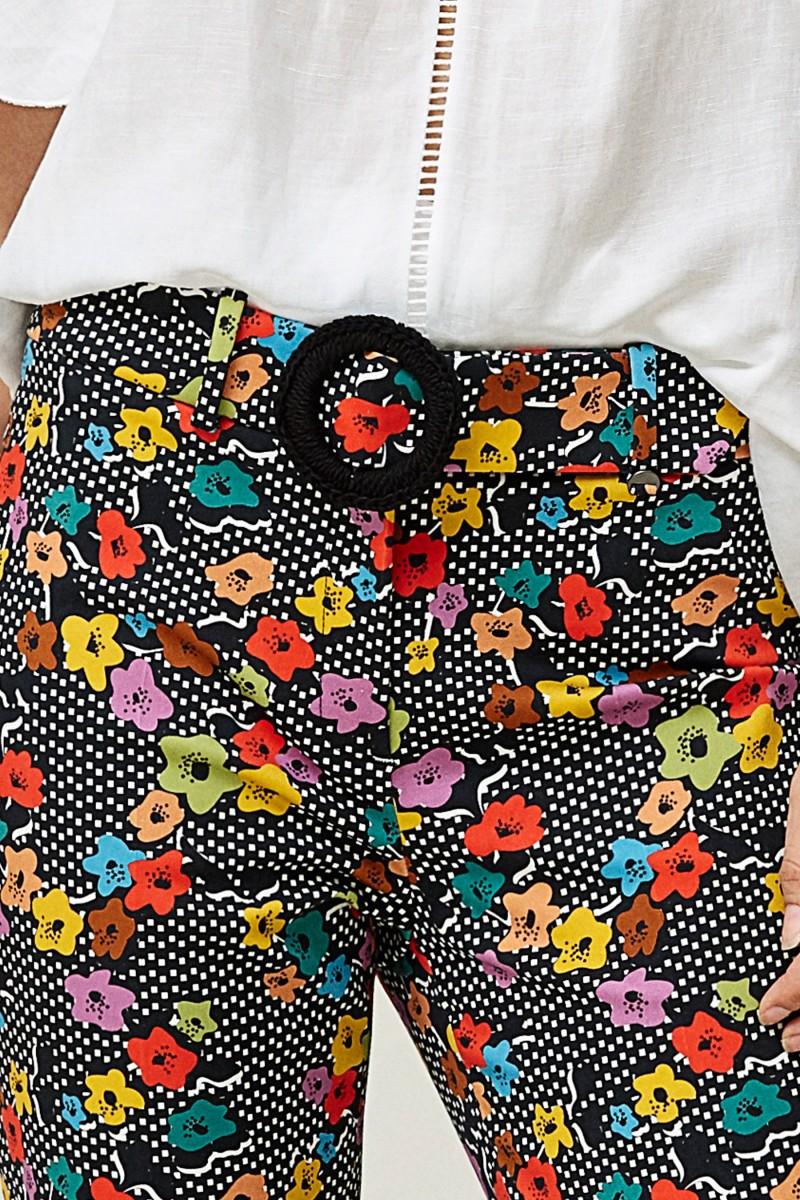 Oky Coky PANTALÓN ABERTURA BAJO ALGODÓN STRETCH ESTAMPADO