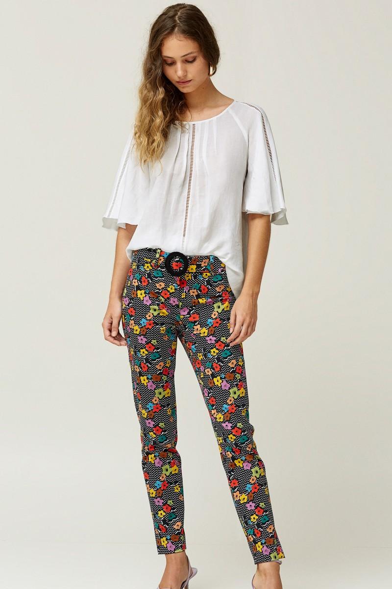 oky coky PANTALÓN ABERTURA BAJO ALGODÓN STRETCH ESTAMPADO