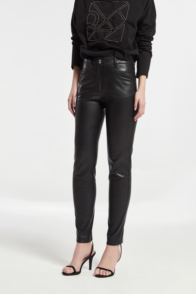 oky coky PANTALÓN AJUSTADO CON CORTES VEGAN TEJIDO EFECTO PIEL