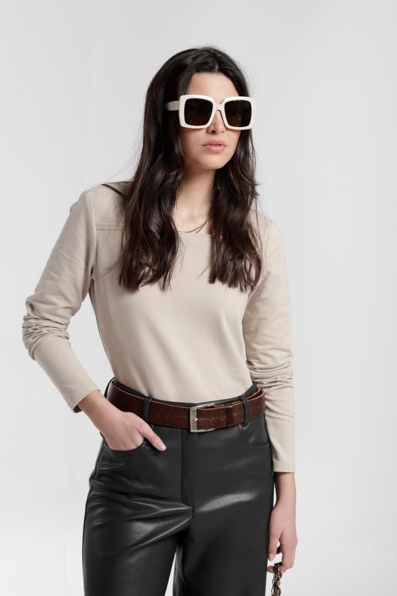 Oky Coky PANTALÓN ANCHO CINCO BOLSILLOS JASOLC TEJIDO EFECTO PIEL