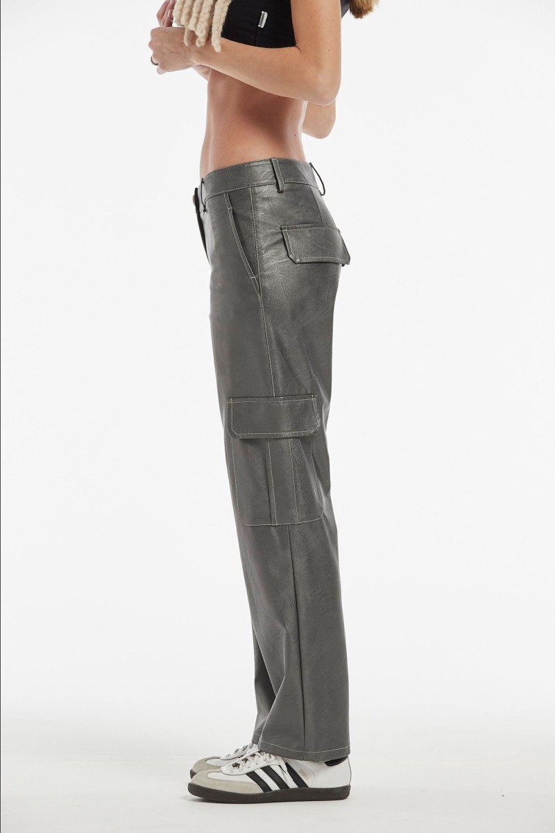 Oky Coky PANTALÓN ANDREU EFECTO PIEL LAMINADO METAL