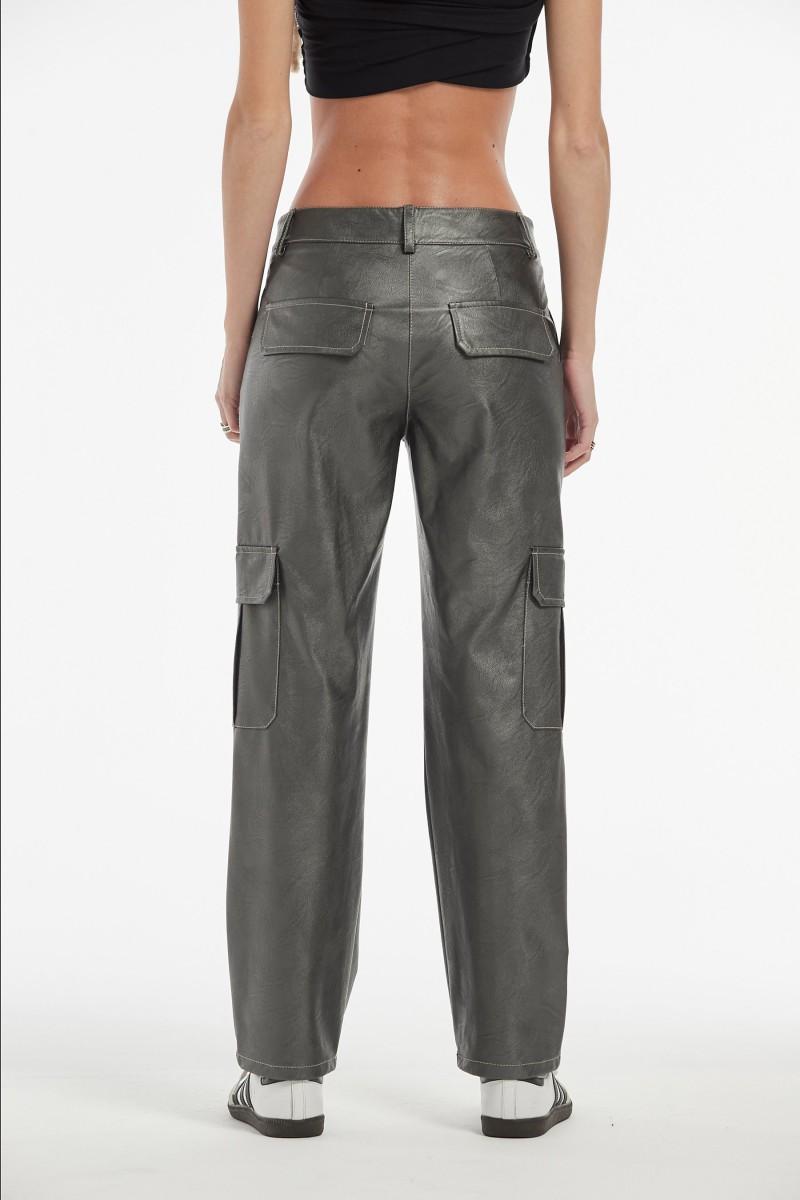 Oky Coky PANTALÓN ANDREU EFECTO PIEL LAMINADO METAL