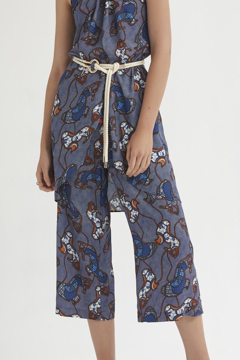 Oky Coky PANTALÓN CULOTTE BOLSILLOS CREPÉ MARROCAIN ESTAMPADO LEONES