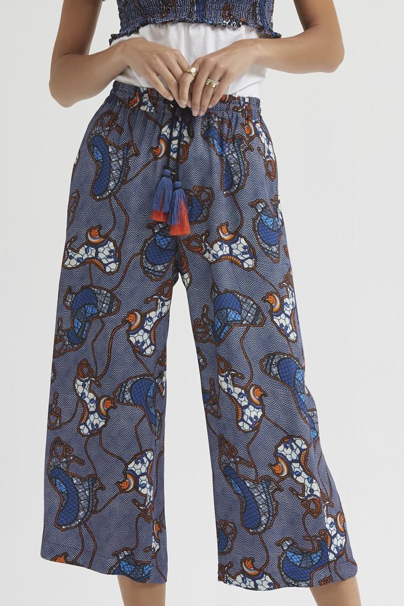 oky coky PANTALÓN CULOTTE BOLSILLOS CREPÉ MARROCAIN ESTAMPADO LEONES