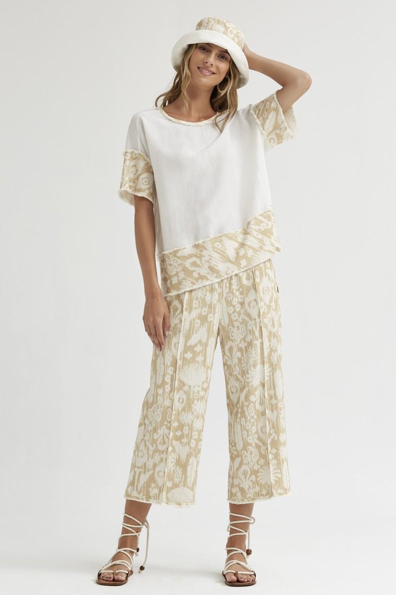 Oky Coky PANTALÓN CULOTTE BOLSILLOS ESTAMPADO ÉTNICO