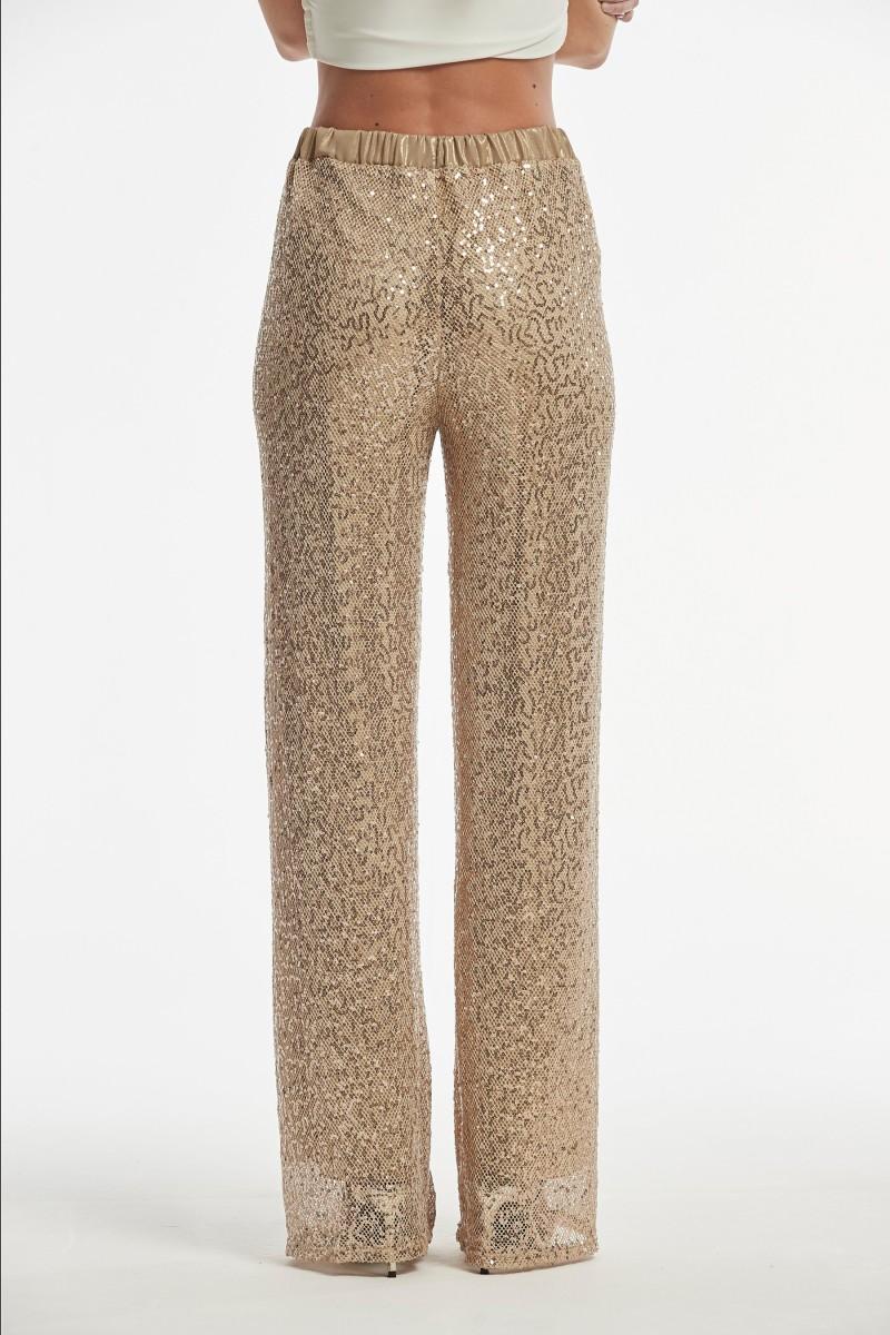 Oky Coky PANTALÓN IWIRA LENTEJUELA BORDADA SOBRE RED