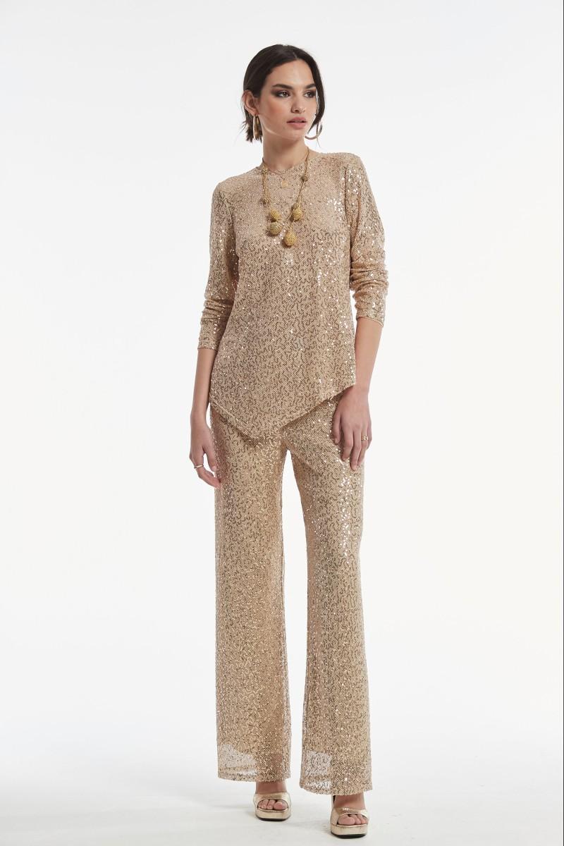 Oky Coky PANTALÓN IWIRA LENTEJUELA BORDADA SOBRE RED