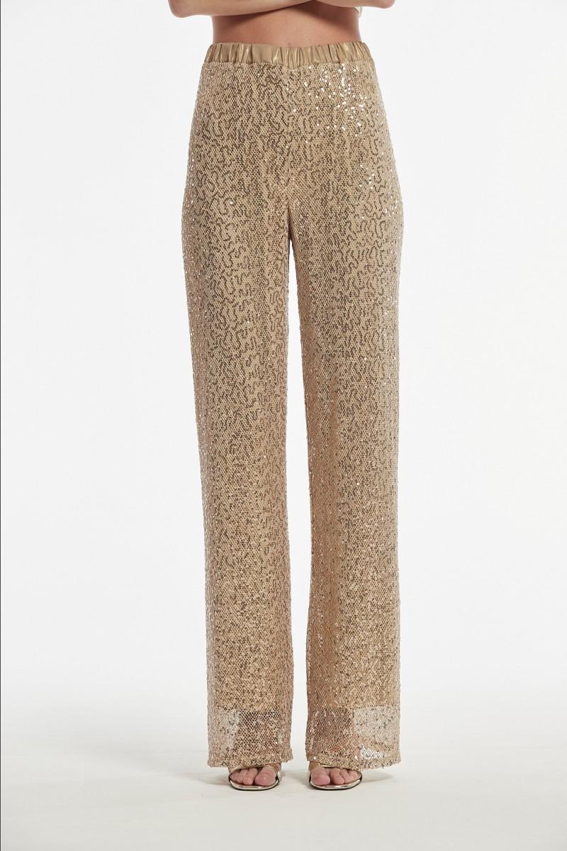 oky coky PANTALÓN IWIRA LENTEJUELA BORDADA SOBRE RED