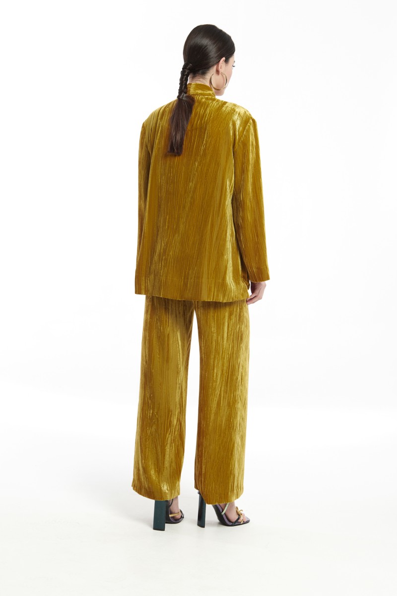 Oky Coky PANTALÓN PALAZZO GOMA CINTURA IWIRA TERCIOPELO CHAFADO