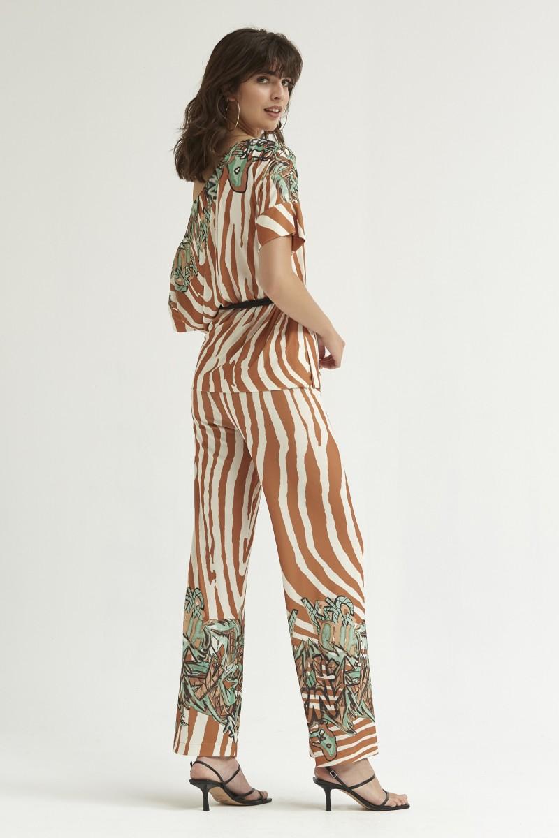 Oky Coky PANTALÓN PALAZZO GOMA CINTURA PUNTO ESTAMPADO GRAFITI