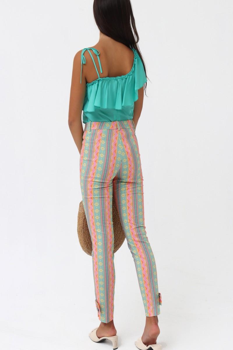 Oky Coky PANTALON TOBILLERO ABERTURAS PIQUÉ ESTAMPADO