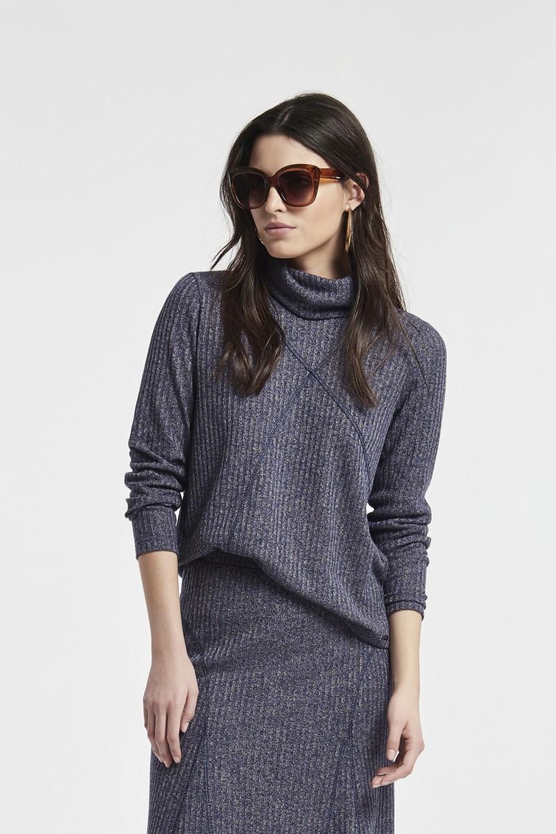 Oky Coky TOP CHENKA CON PESPUNTES MARCADOS PUNTO CANALE MELANGE