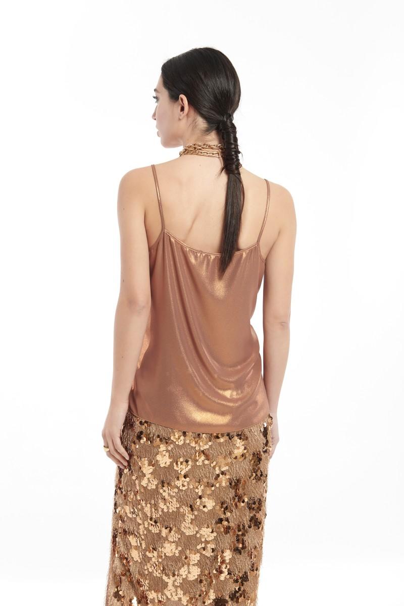 Oky Coky TOP TIRANTES AURA CON DETALLE EN PECHO GASA BRILLO
