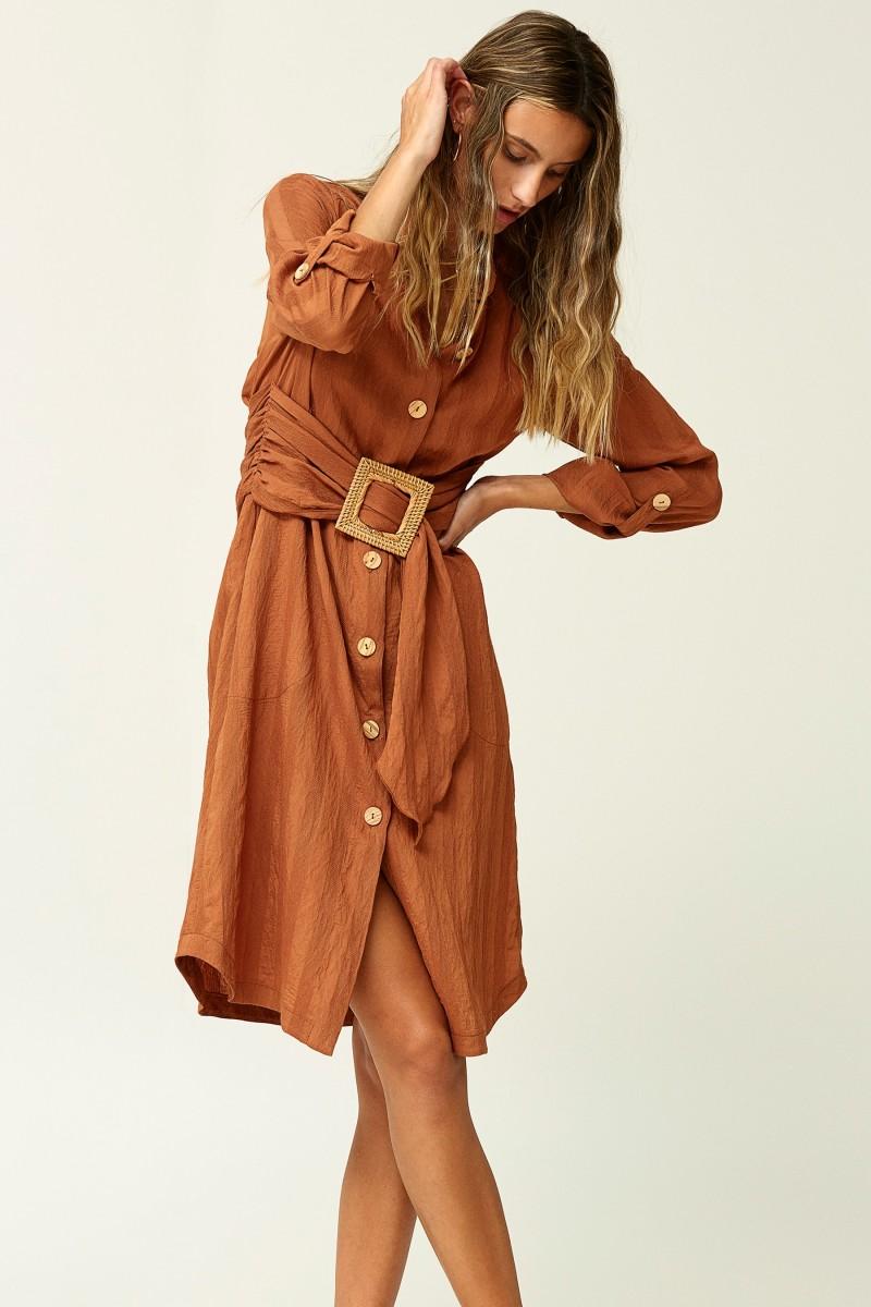 oky coky VESTIDO CAMISERO HEBILLA VISCOSA RAYAS MONOCOLOR