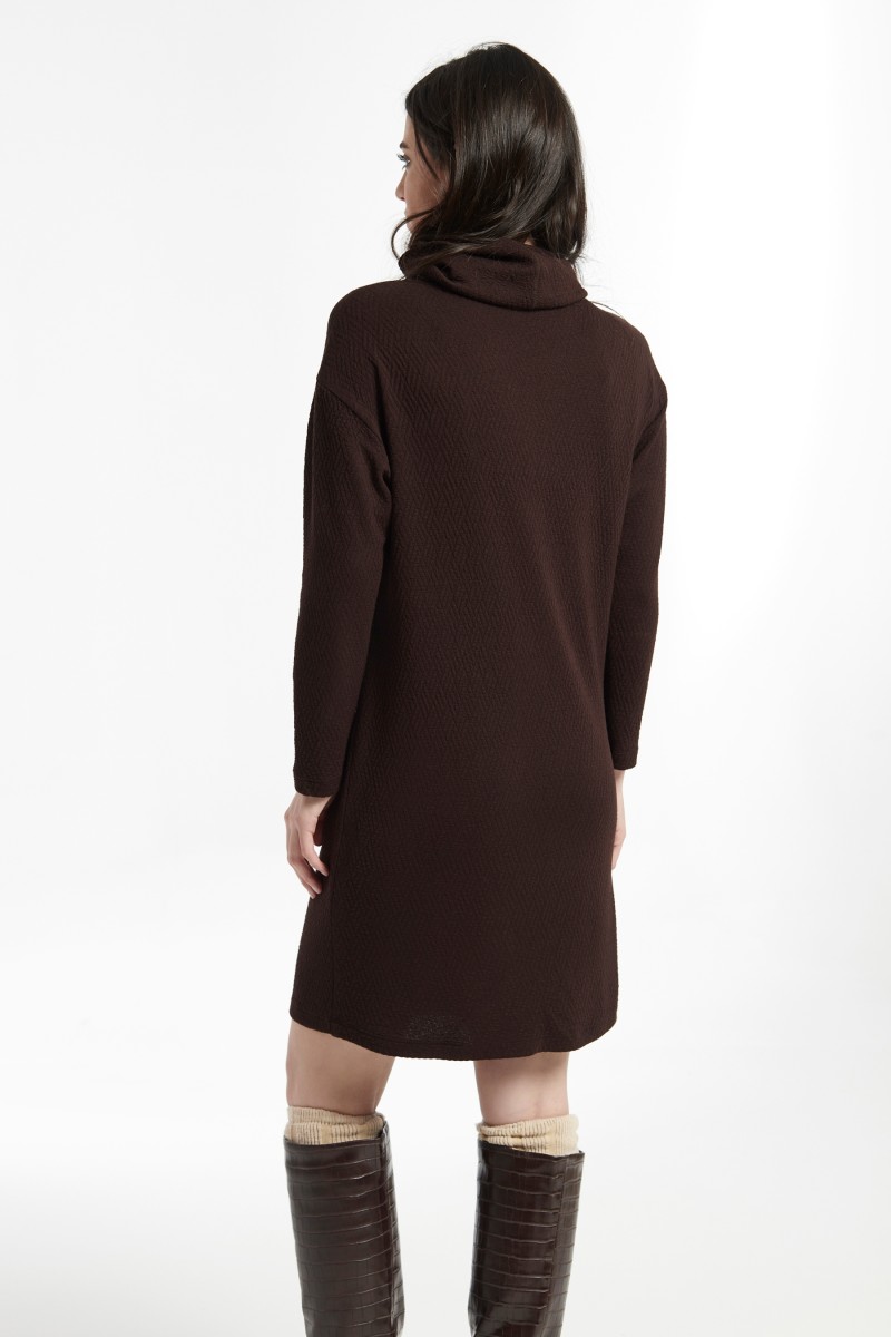 Oky Coky VESTIDO CANDY FRUNCE COSTURA CINTURA JACQUARD PUNTO