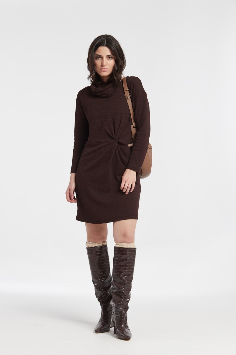 Oky Coky VESTIDO CANDY FRUNCE COSTURA CINTURA JACQUARD PUNTO