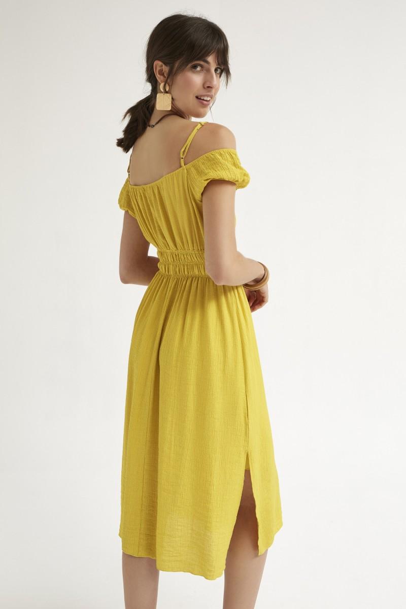 Oky Coky VESTIDO CINTURA ELÁSTICA RELIEVE DE VISCOSA