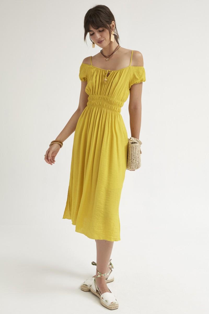 Oky Coky VESTIDO CINTURA ELÁSTICA RELIEVE DE VISCOSA