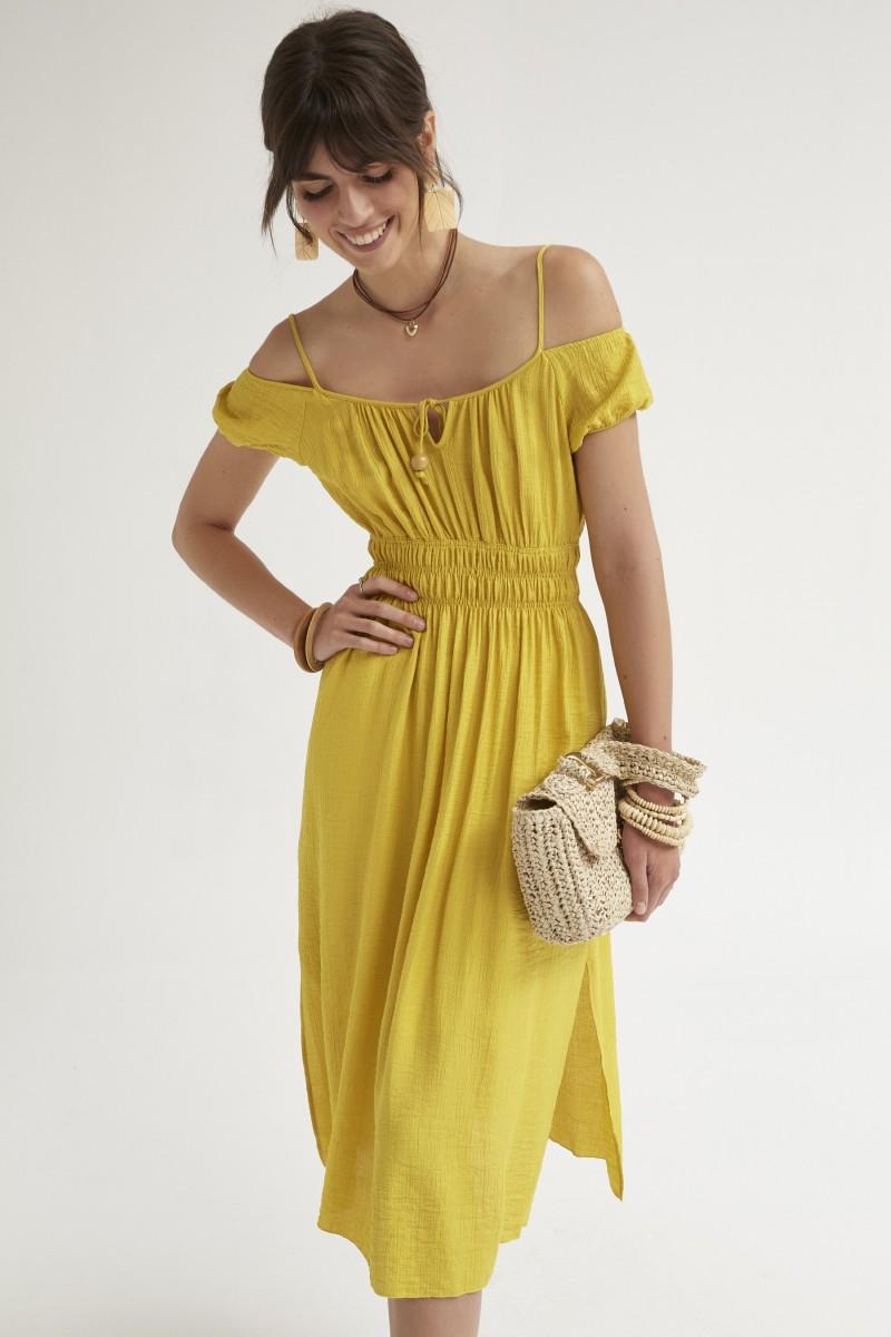 oky coky VESTIDO CINTURA ELÁSTICA RELIEVE DE VISCOSA