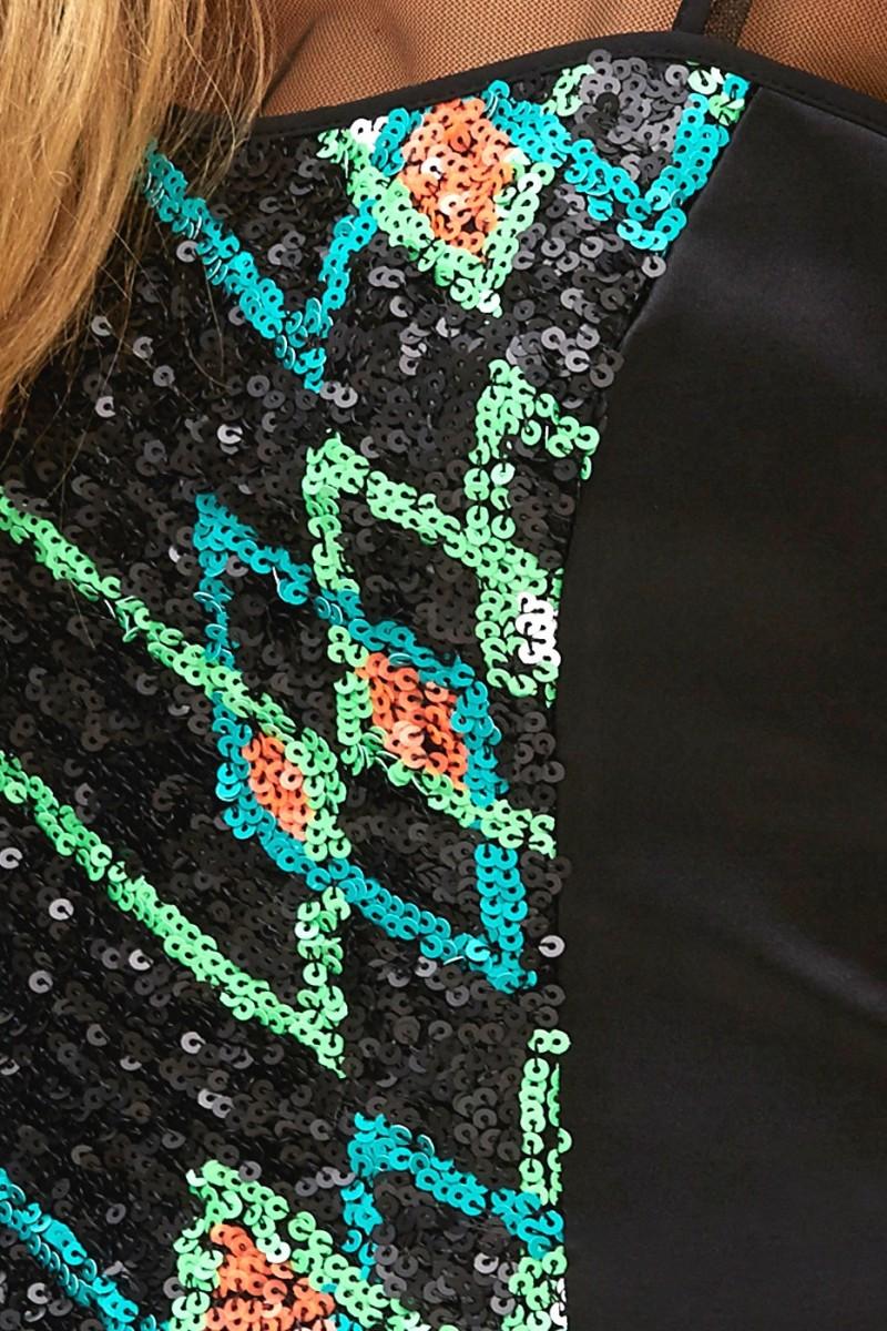 oky coky VESTIDO ESCOTE PICO LENTEJUELAS MULTICOLOR