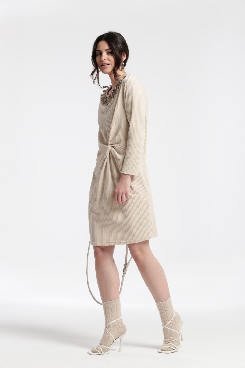 Oky Coky VESTIDO HARRI DETALLE DELANTERO PANA DE PUNTO