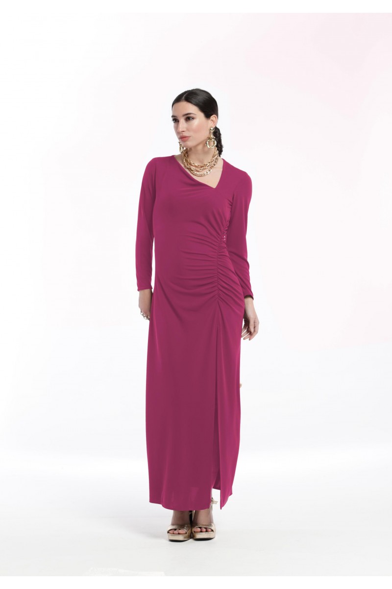 oky coky VESTIDO LARGO ESCOTE ASIMETRICO PUNTO LISO