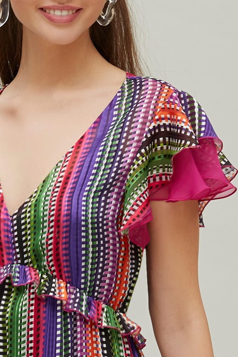 Oky Coky VESTIDO LARGO JACQUARD RAYA LUREX EST. MULTICOLOR
