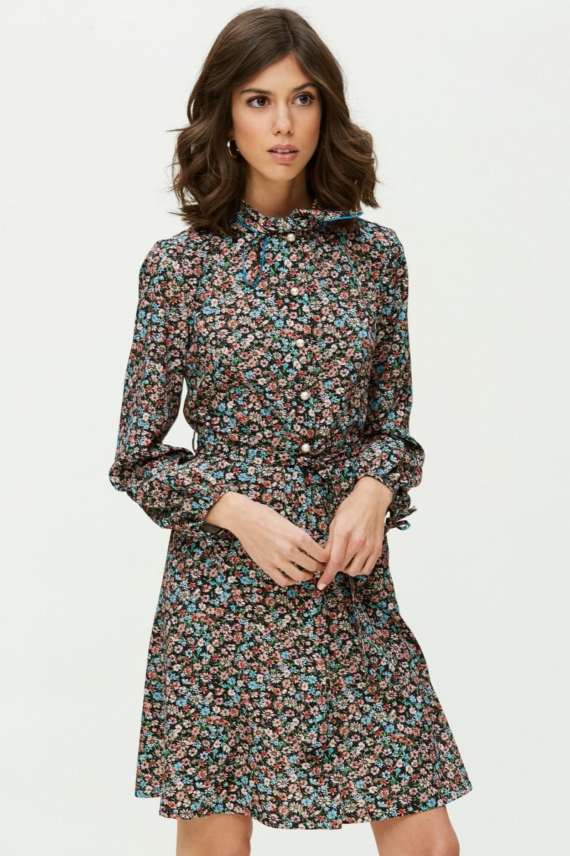 oky coky VESTIDO LAZADA CUELLO-ESTAMPADO MULTICOLOR