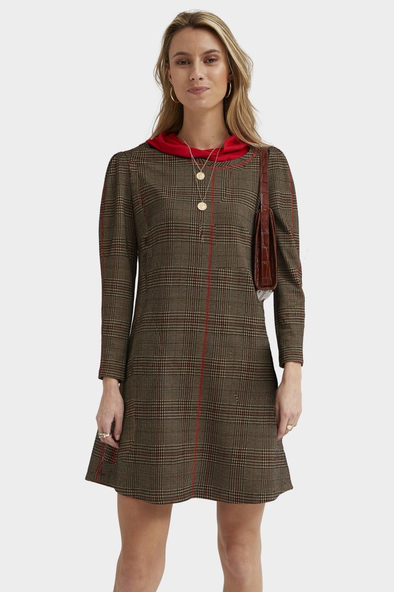 oky coky VESTIDO MANGA FRANCESA-PUNTO ROMA CUADRO GALES